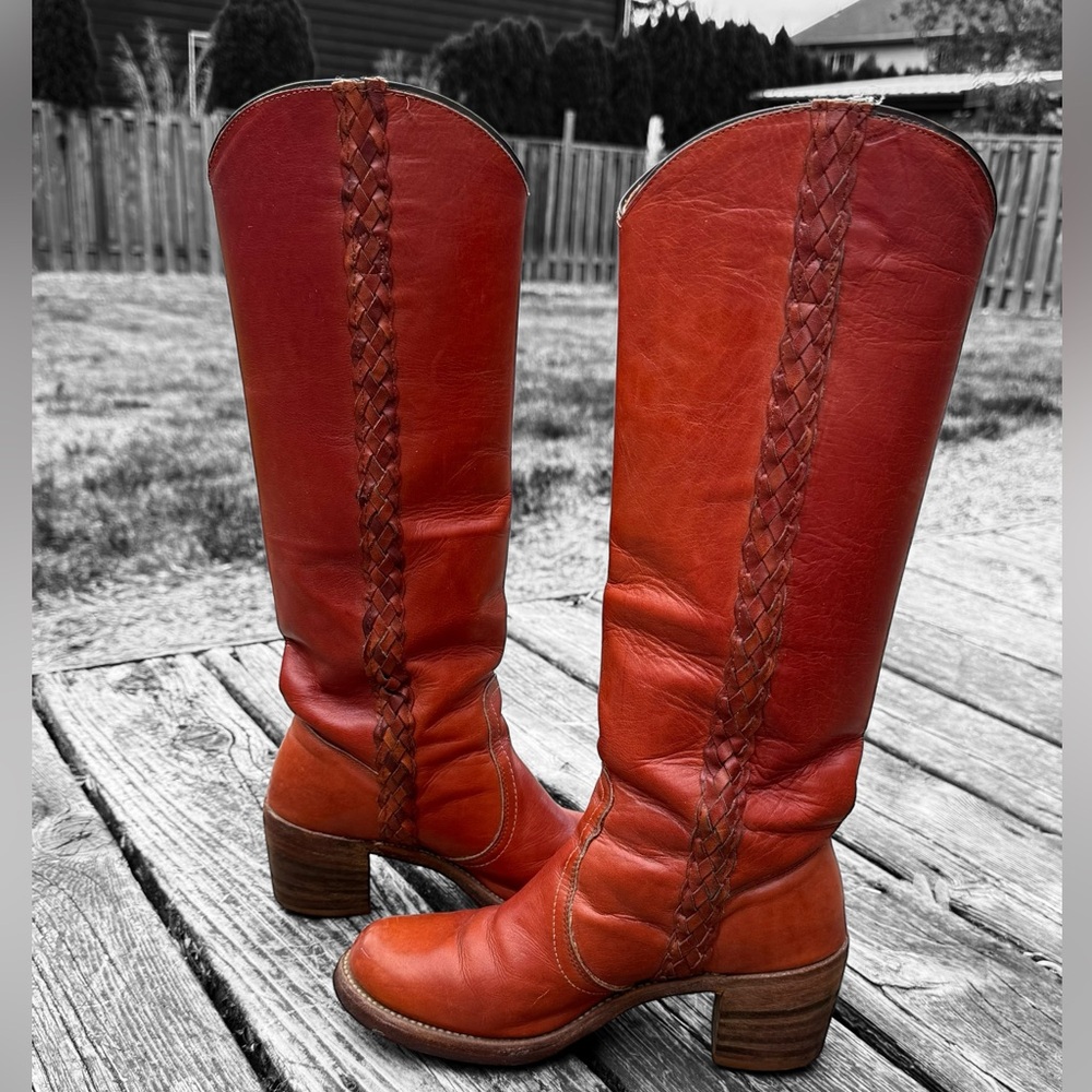 Vintage Frye Sabrina Braided Campus Boots - Picture 3 of 7